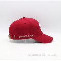 Custom 6 Panel 3D Stickerei Red Baseball Cap